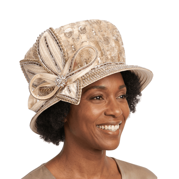 Lace Detail Rhinestone Bow Dress Hat - Especially Yours