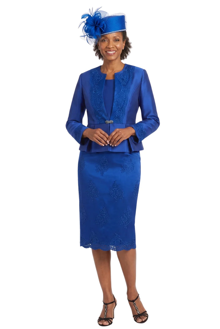 3pc Peplum Jkt Lace Overlay Skirt Suit