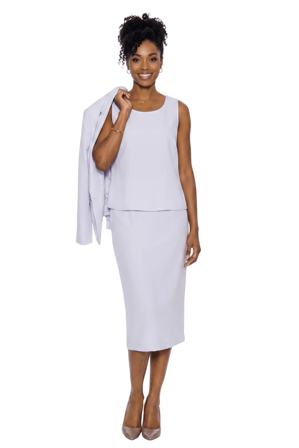 3pc Basic Notch Collar 1-button Skirt Suit