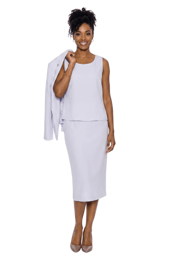 3pc Basic Notch Collar 1-button Skirt Suit