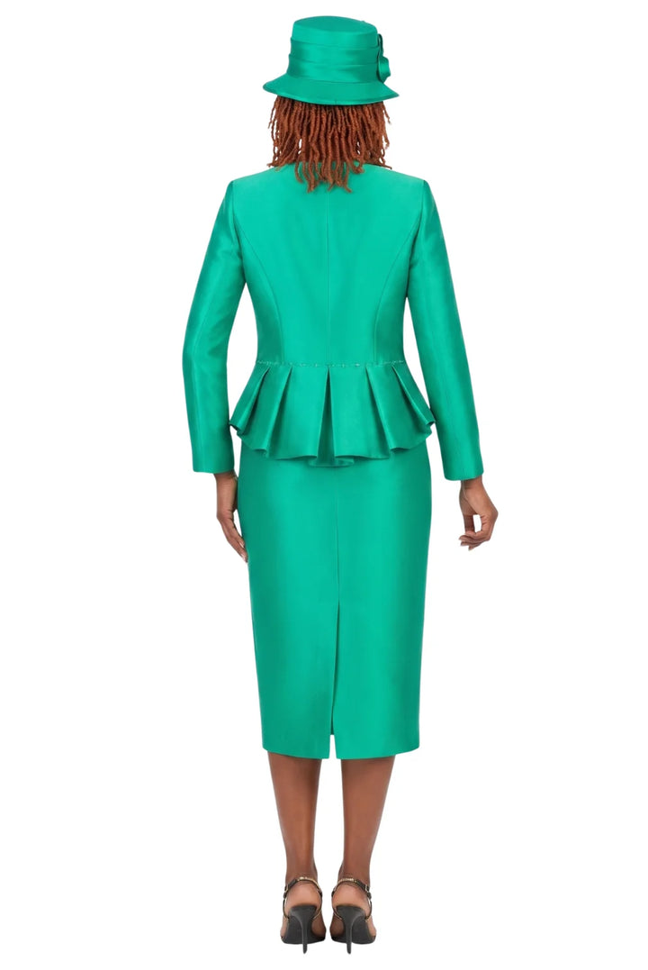 2pc Silky Twill Collarless Jkt + Lace Skirt Suit