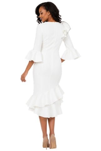 Elegant Scuba Flounce Dress with Sculpted Ruffle A - Especially Yours