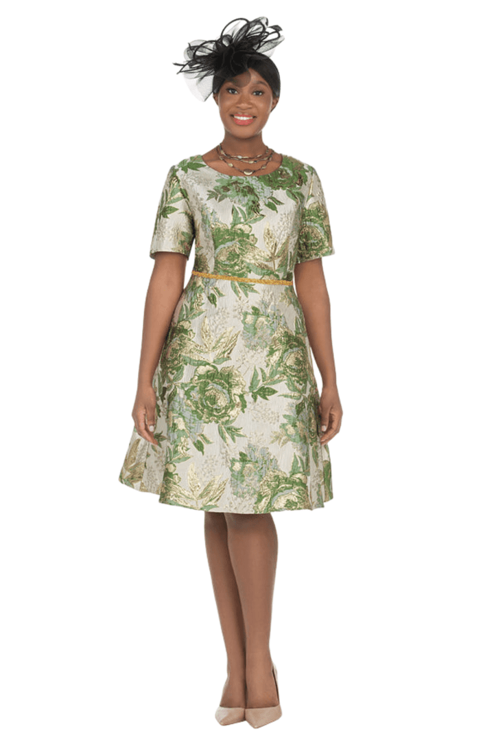 Short Slv Brocade A-line Dress - Especially Yours