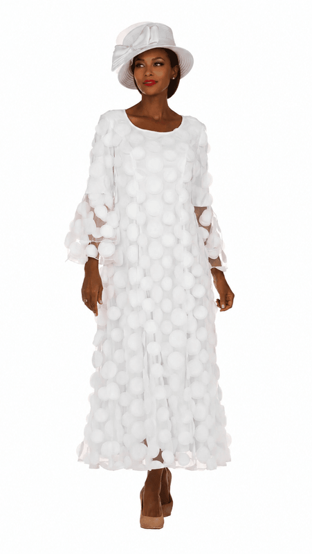 Elegant 3D Dot Mesh Bell Sleeve Maxi Dress