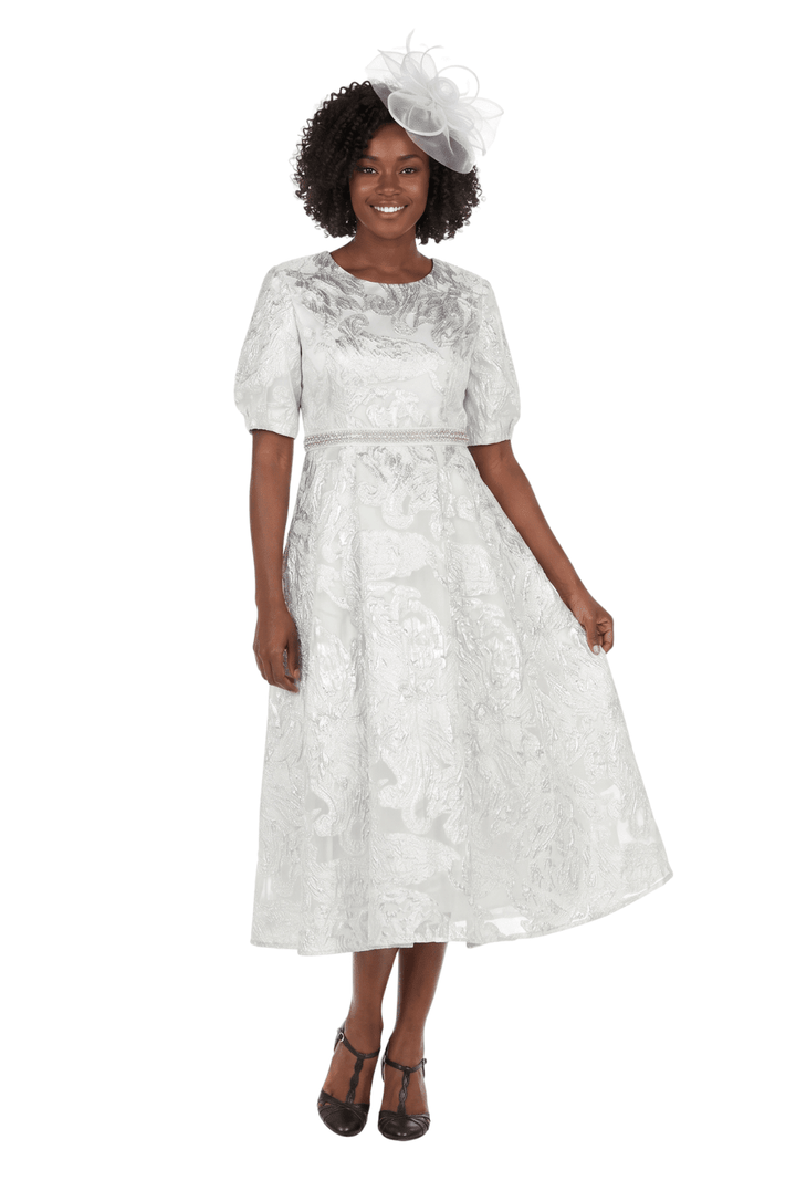 Puff Short Slv Jqd A - line Drs w/ Waist Detail - Especially Yours