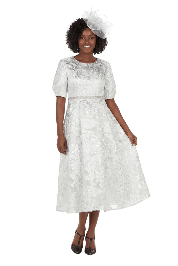 Puff Short Slv Jqd A-line Drs w/ Waist Detail