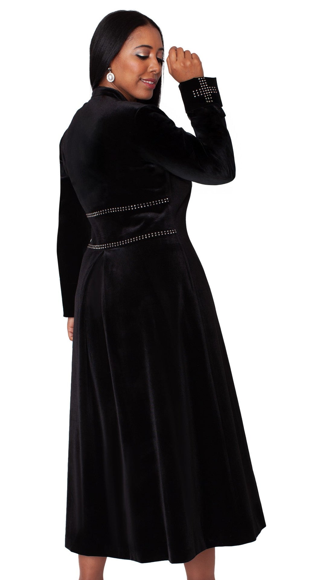 Plus Size Velvet Church Robe with Crystal Trim -41031W