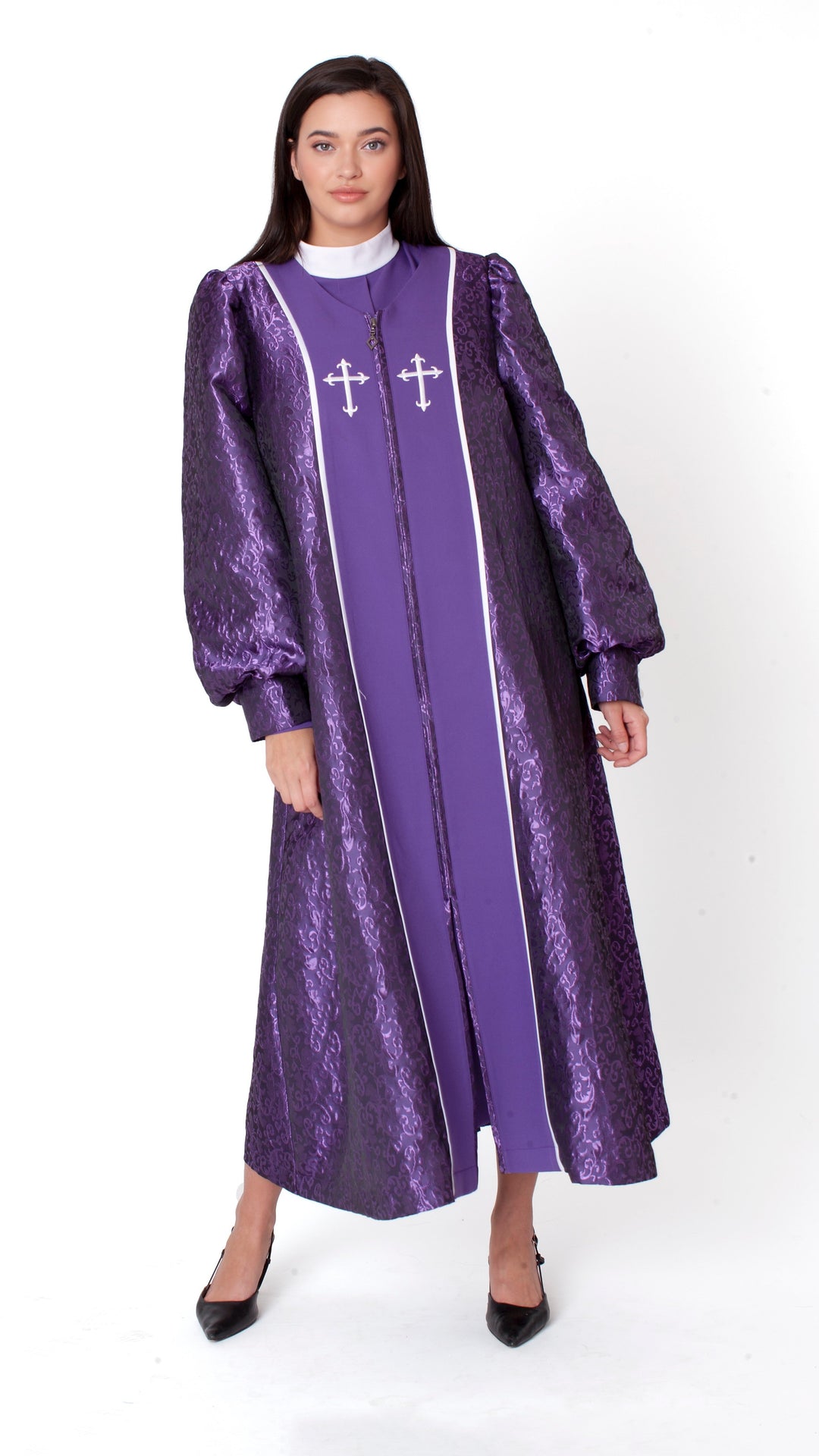 Plus size Two-Piece Brocade Clergy Robe – 41071W