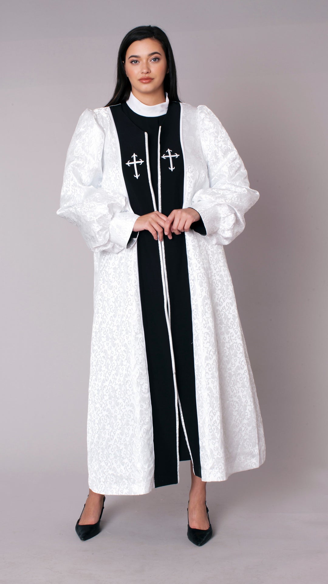 Plus size Two-Piece Brocade Clergy Robe – 41071W