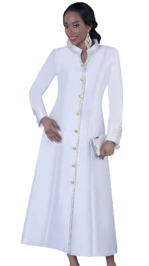 Plus Size Satin Cassock Robe with Rhinestone Button Front - 4445W