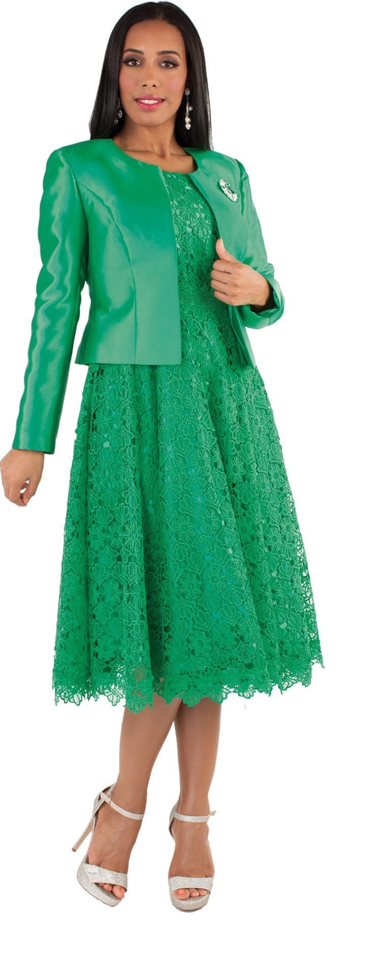 Lace Church Dress with Satin Jacket Set - 4529 - Especially Yours