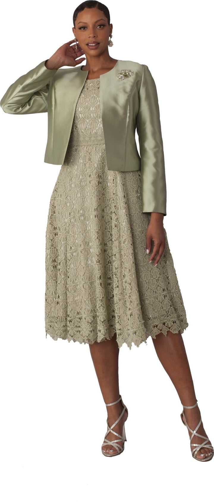 Lace Church Dress with Satin Jacket Set - 4529 - Especially Yours