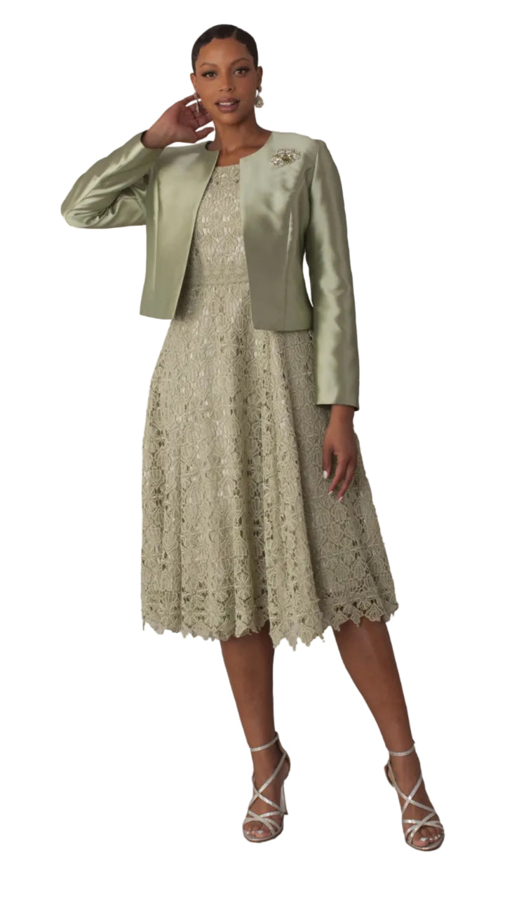 Lace Church Dress with Satin Jacket Set- 4529