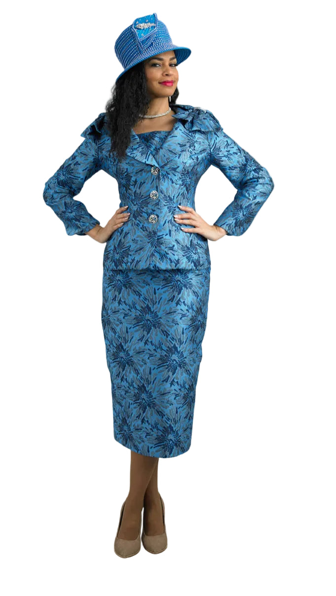 2-Piece Long Sleeve Mid-Length Skirt Suit 4657