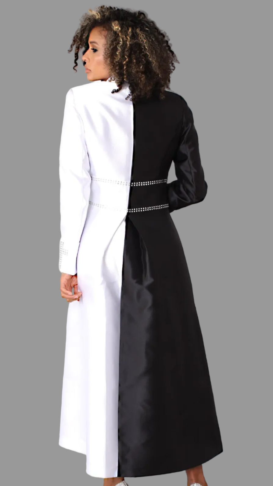 Satin Cassock Robe with Rhinestone Embellishments - 4804