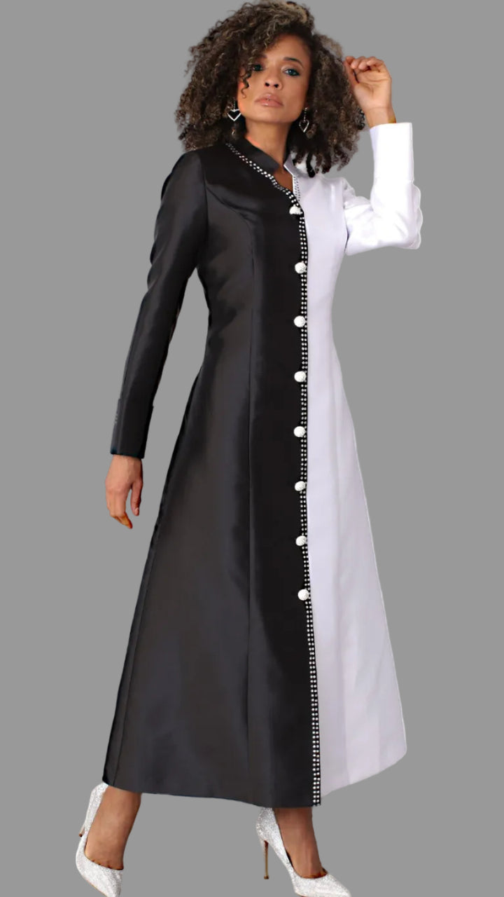 Satin Cassock Robe with Rhinestone Embellishments - 4804
