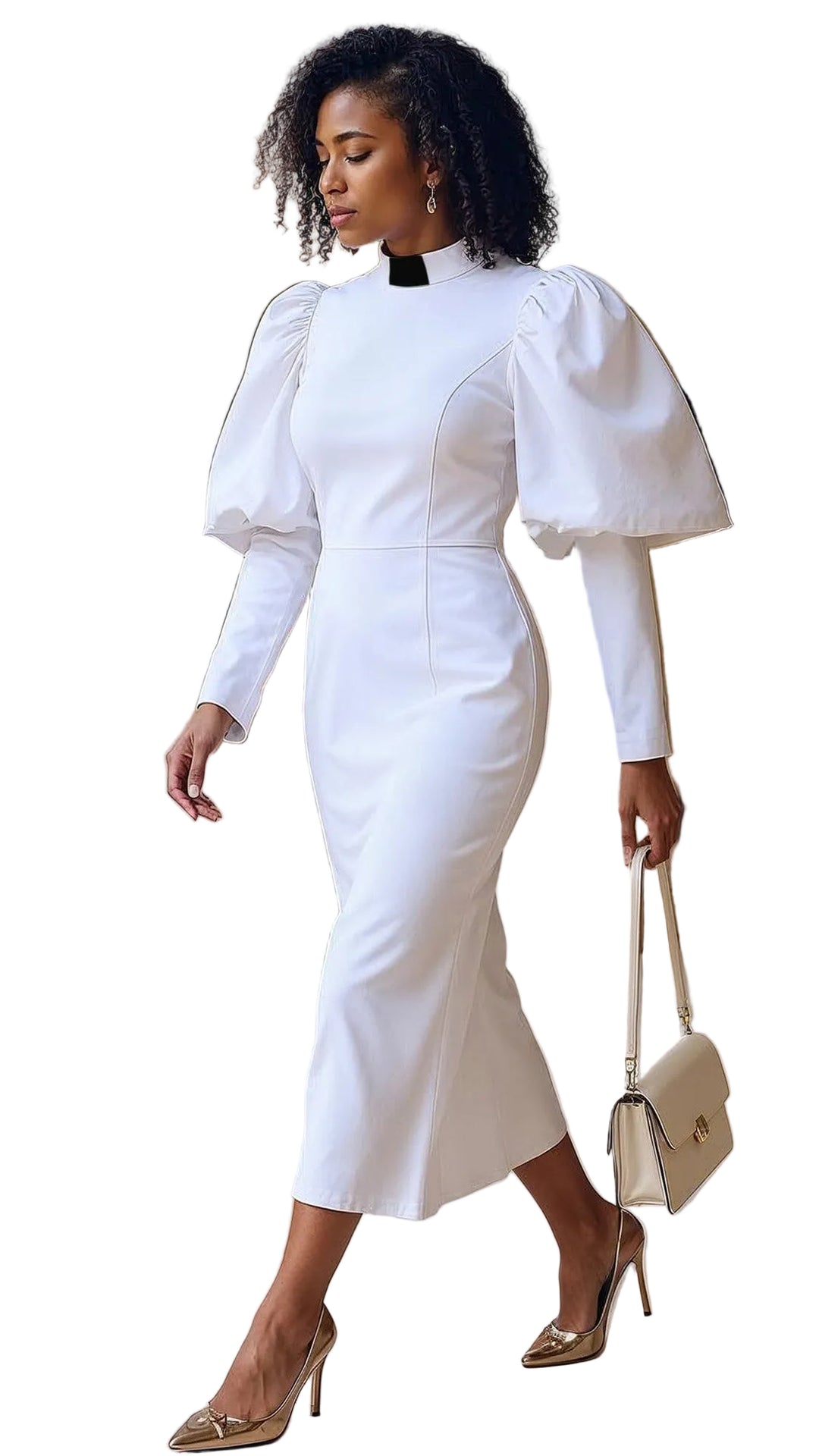 Clergy Dress with Puff Sleeves - 4813