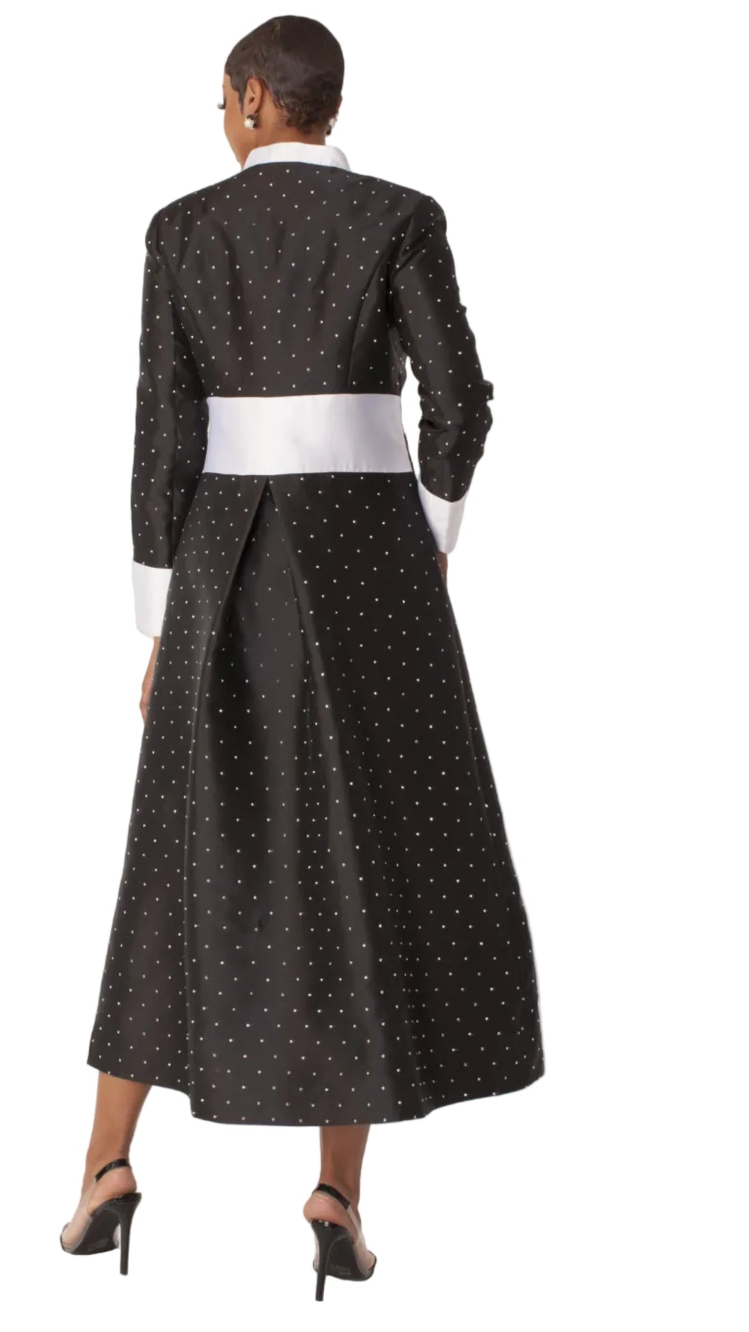 Women's Rhinestone Button Preaching Robe with Studded Detailing- 4816