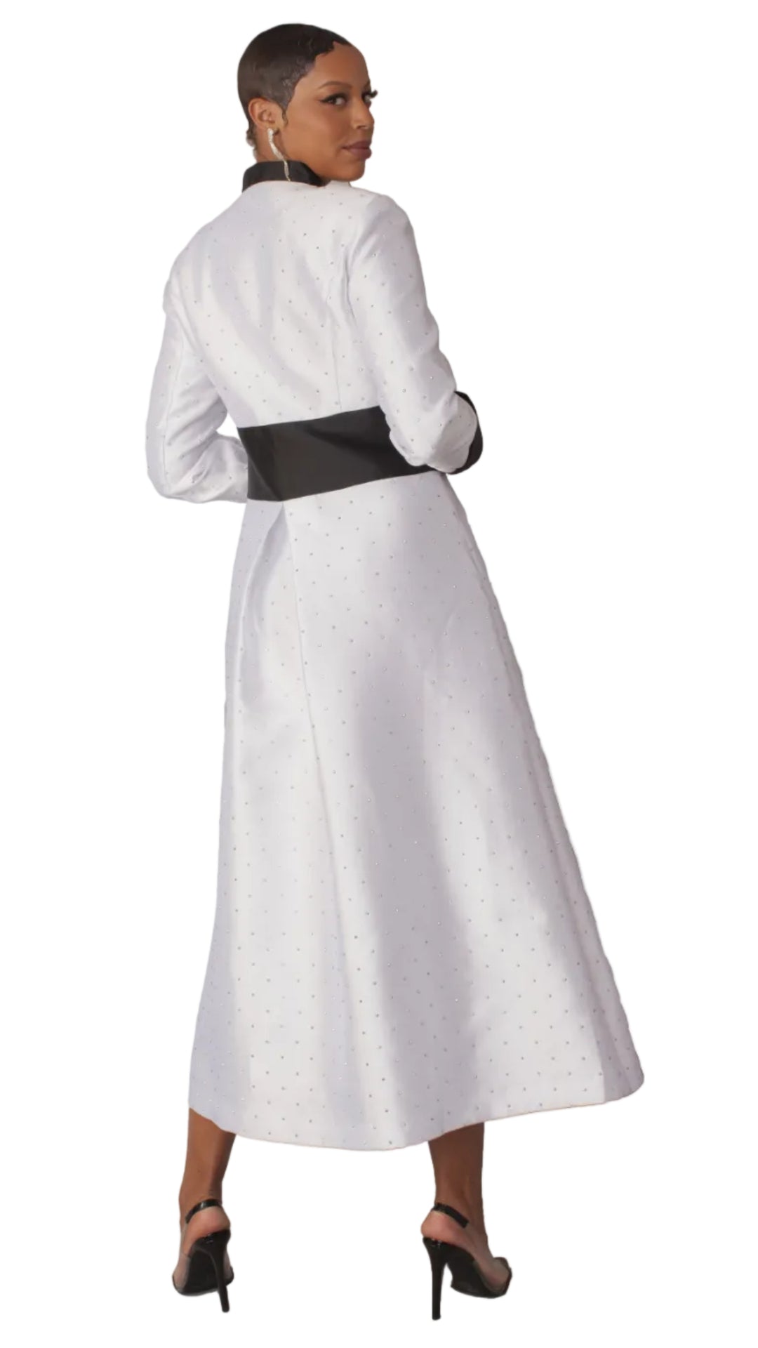 Women's Rhinestone Button Preaching Robe with Studded Detailing- 4816