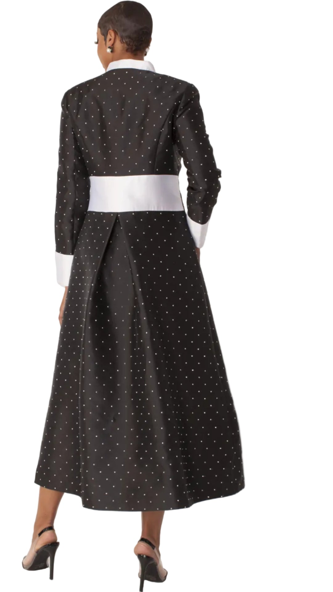 Plus Size Rhinestone Button Preaching Robe with Studded Detailing- 4816W