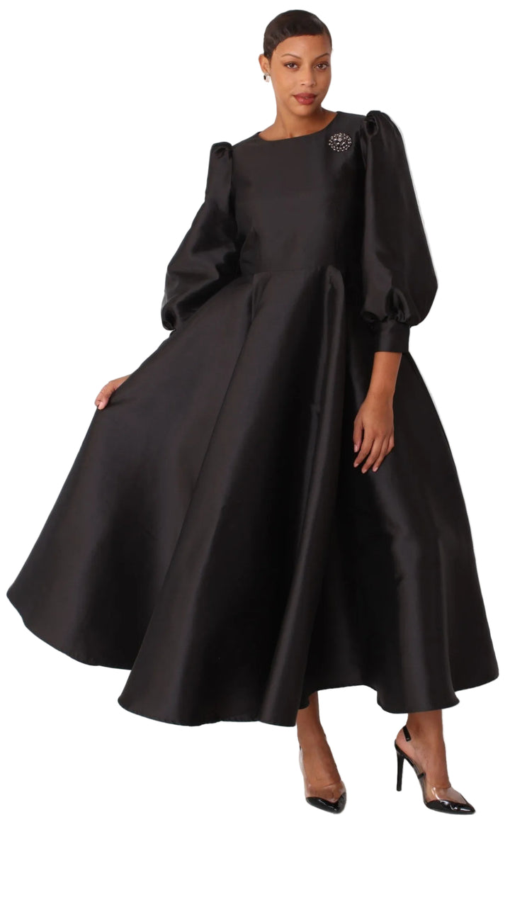 Elegant Long Dress with Bishop Sleeves - 4820