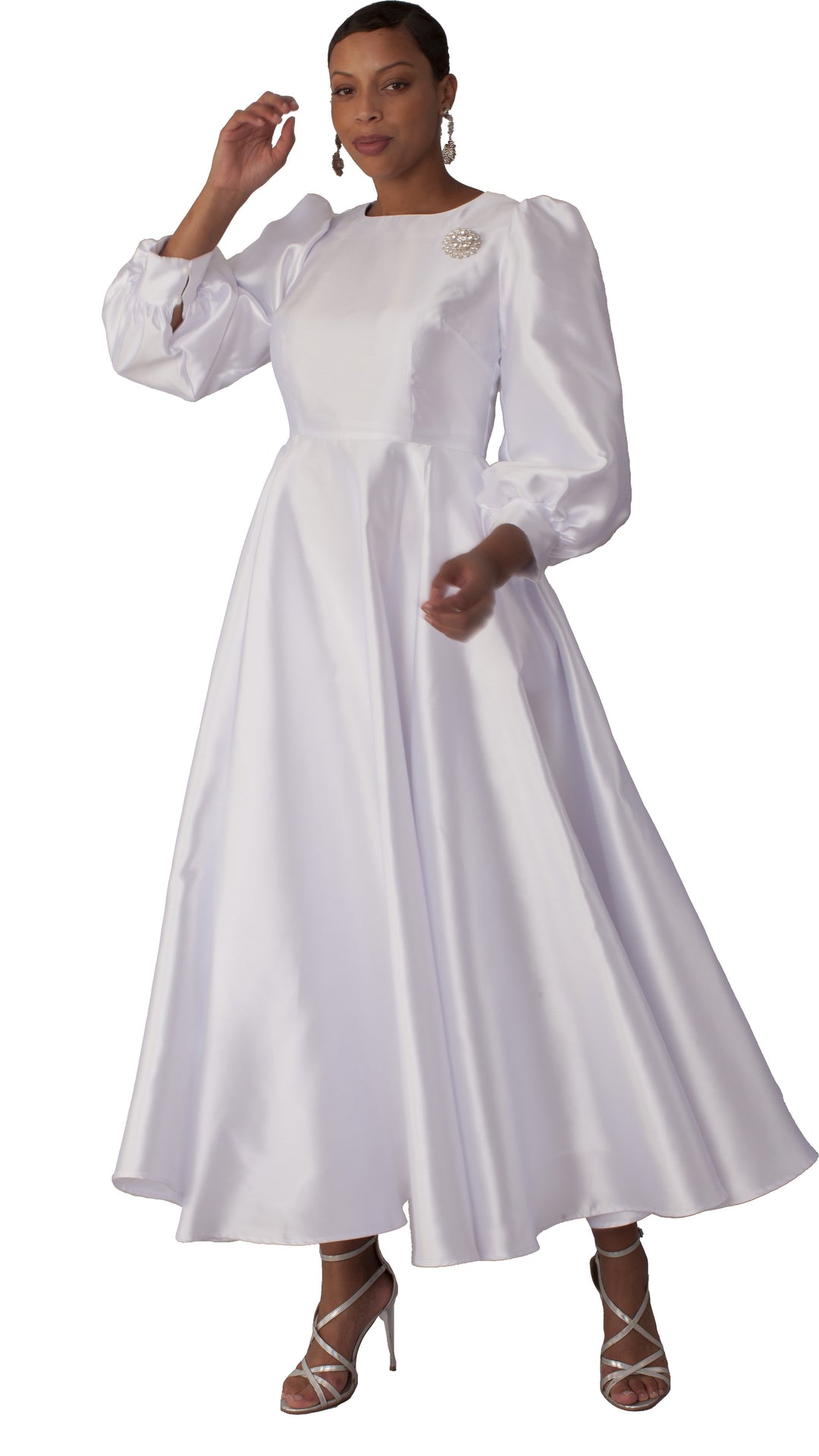 Elegant Long Dress with Bishop Sleeves - 4820