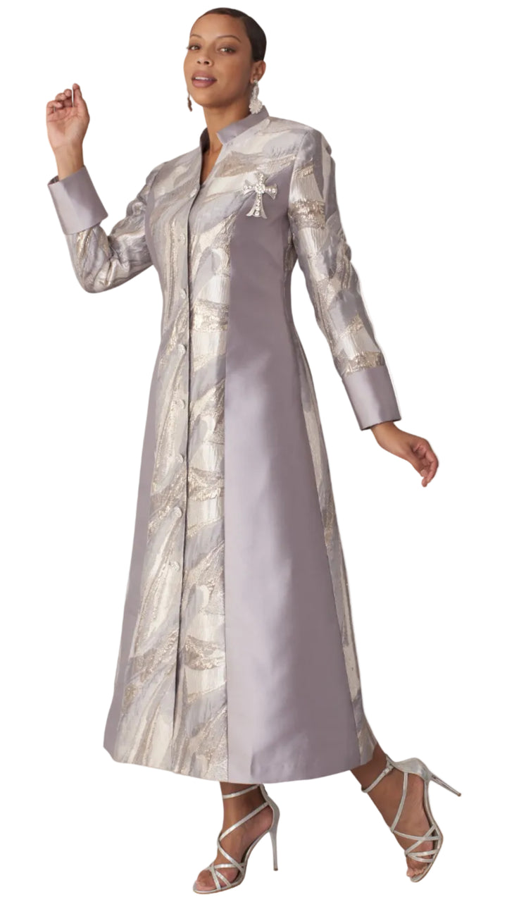 Brocade Clergy Robe with Cross Brooch for Women – 4821