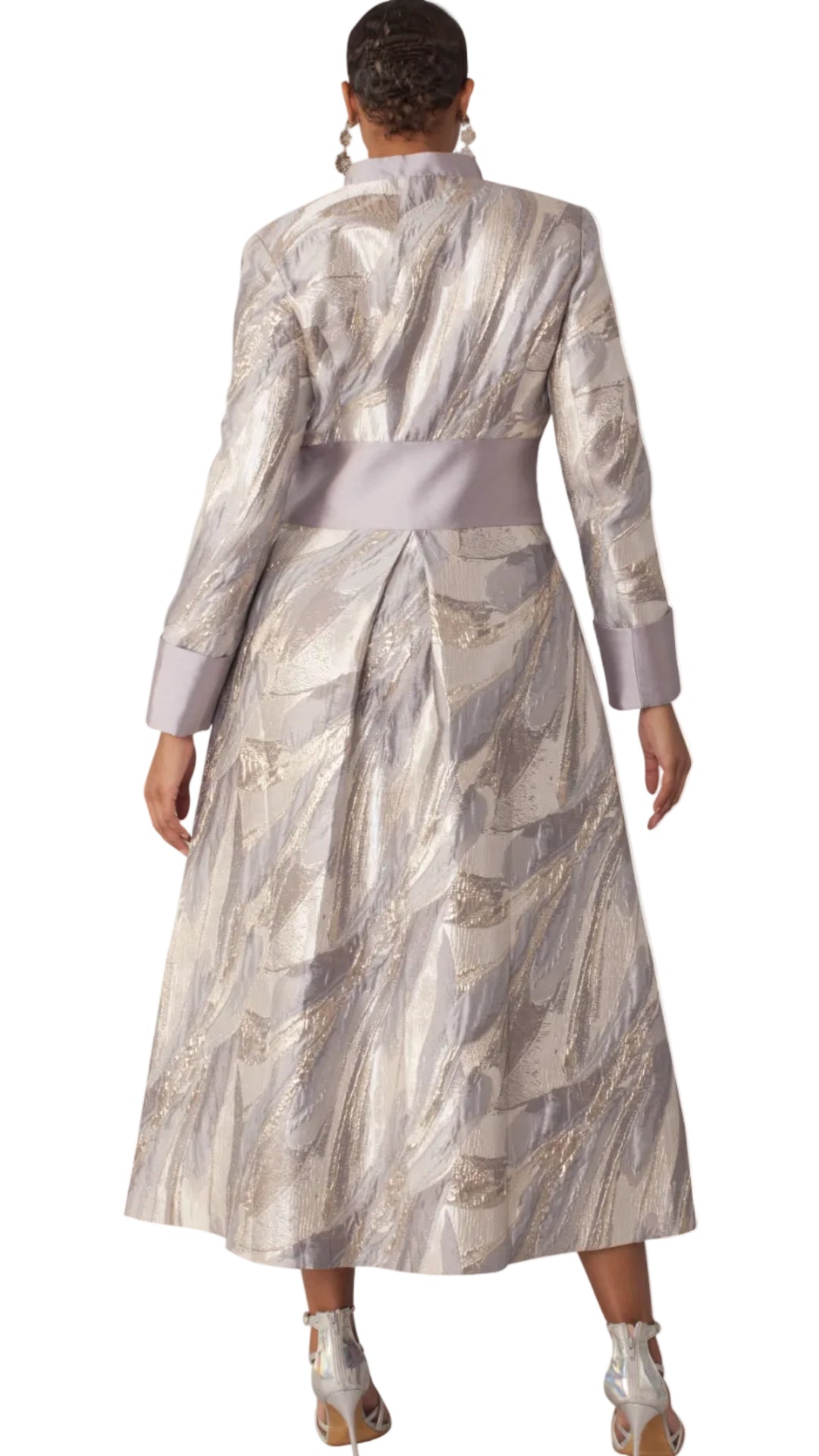 Plus Size Brocade Clergy Robe with Cross Brooch – 4821W