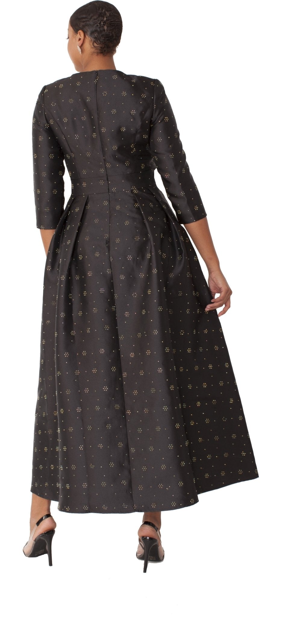 Plus Size 3/4 Sleeve Rhinestone Embellished Church Dress - 4826W - Especially Yours