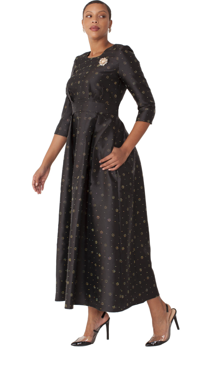 Plus Size 3/4 Sleeve Rhinestone Embellished Church Dress- 4826W