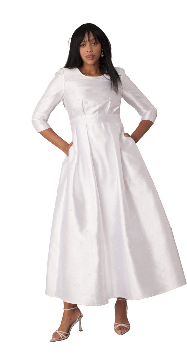 Plus Size 3/4 Sleeve Rhinestone Embellished Church Dress - 4826W - Especially Yours