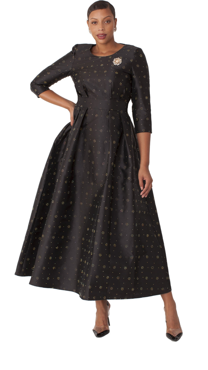 Elegant 3/4 Sleeve Rhinestone Embellished Church Dress-4826