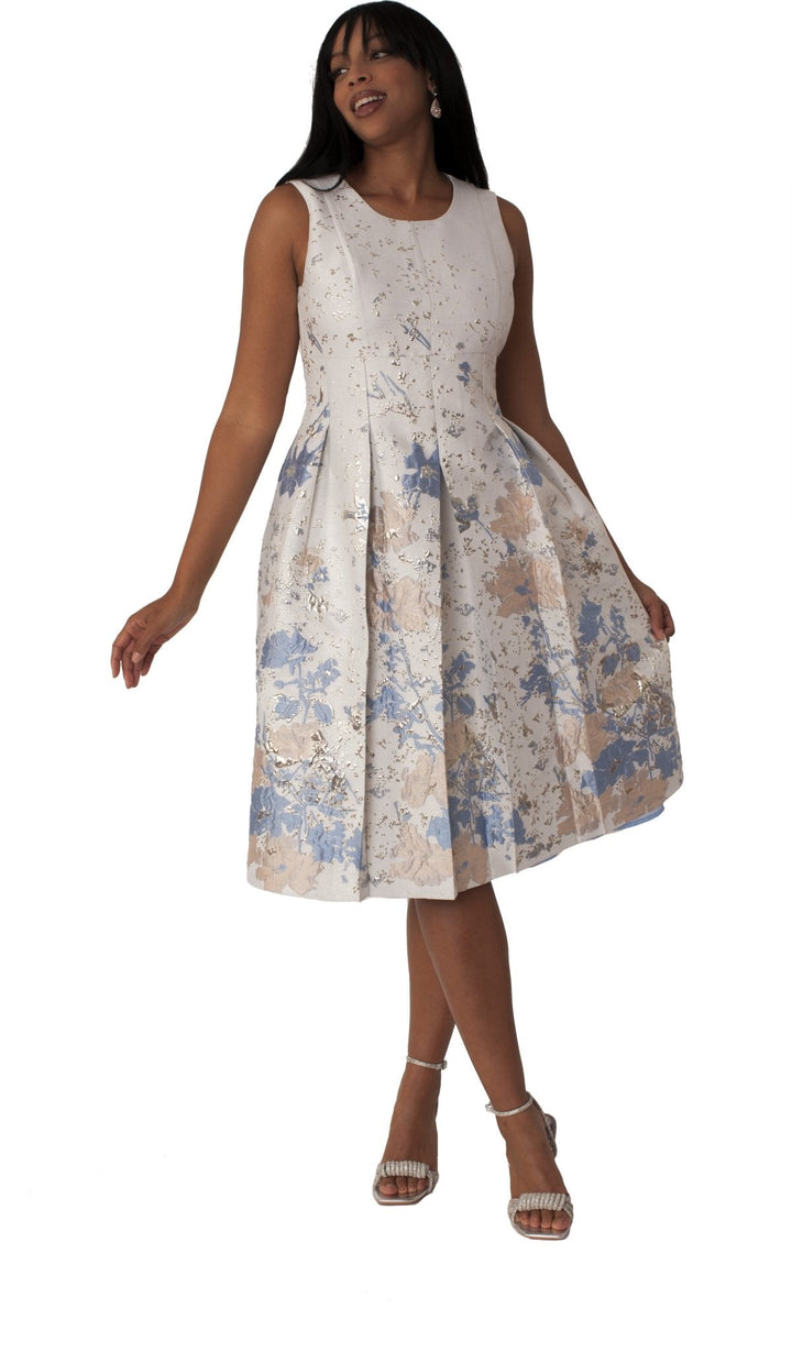 Plus Size Brocade Dress Set with Jacket & Brooch - 4830W - Especially Yours