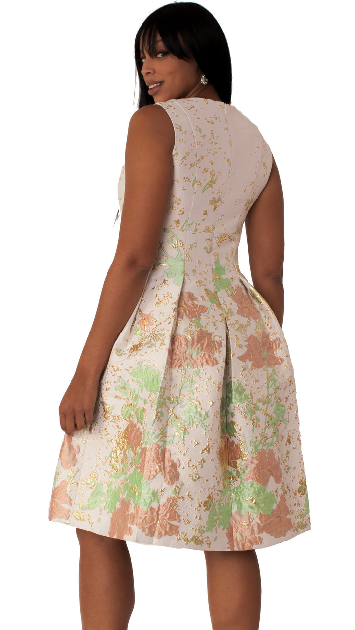 Plus Size Brocade Dress Set with Jacket & Brooch - 4830W