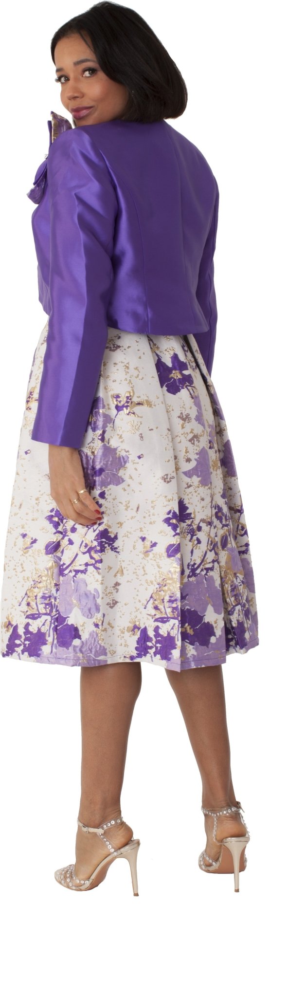 Plus Size Brocade Dress Set with Jacket & Brooch - 4830W - Especially Yours