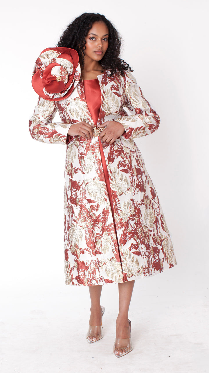 Elegant Brocade Dress with Matching Jackets - 4859
