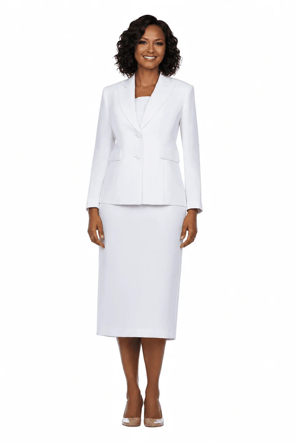 Classic Two-Button Blazer&Midi Skirt Suit-Plus