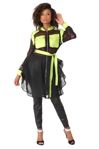 Net Mixed Media Jacket with Belt – Faux Leather Accents, Mid-Size | For Her NYC 81950 - Especially Yours