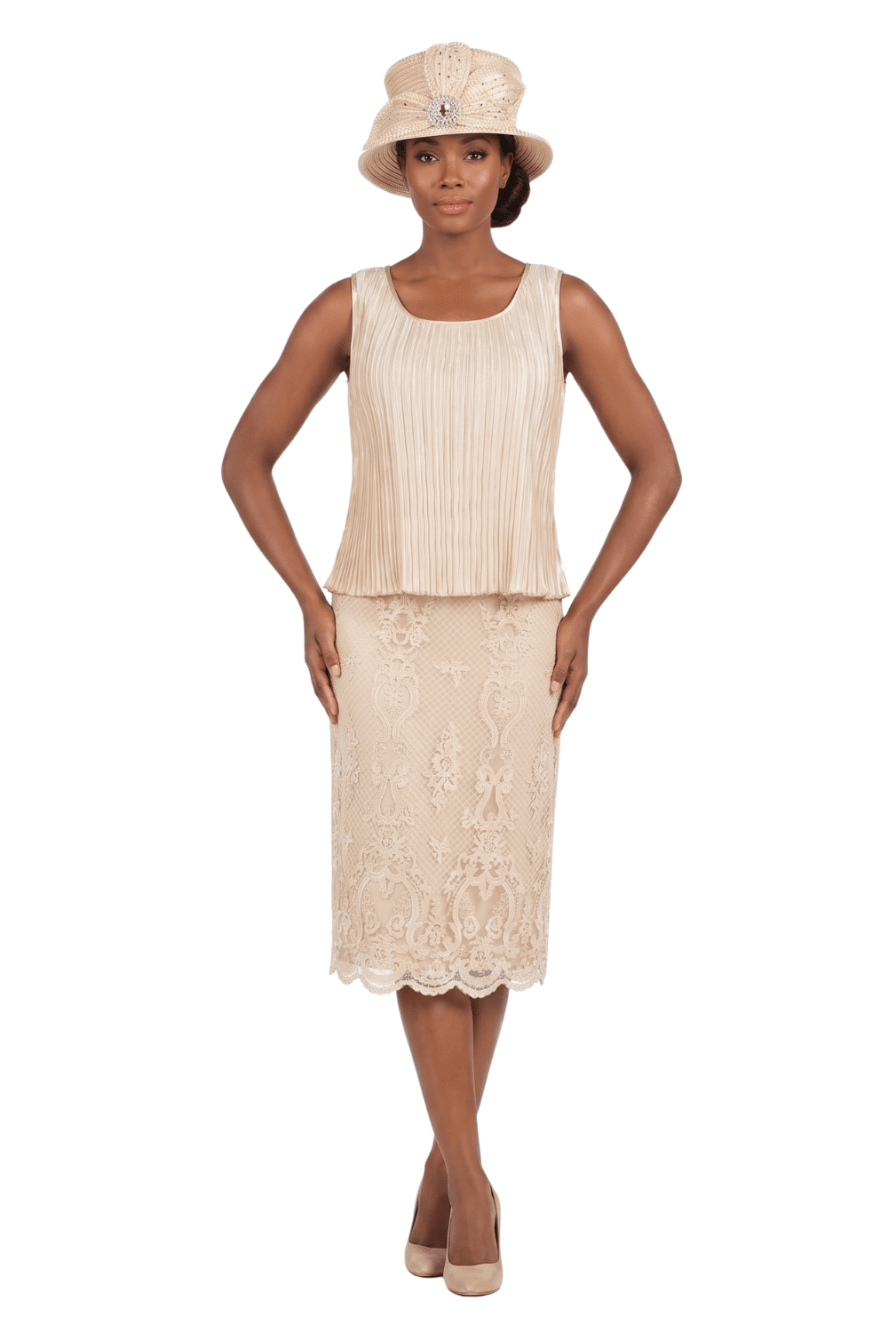 Vertical Pleats Satin Camisole - Plus - Especially Yours