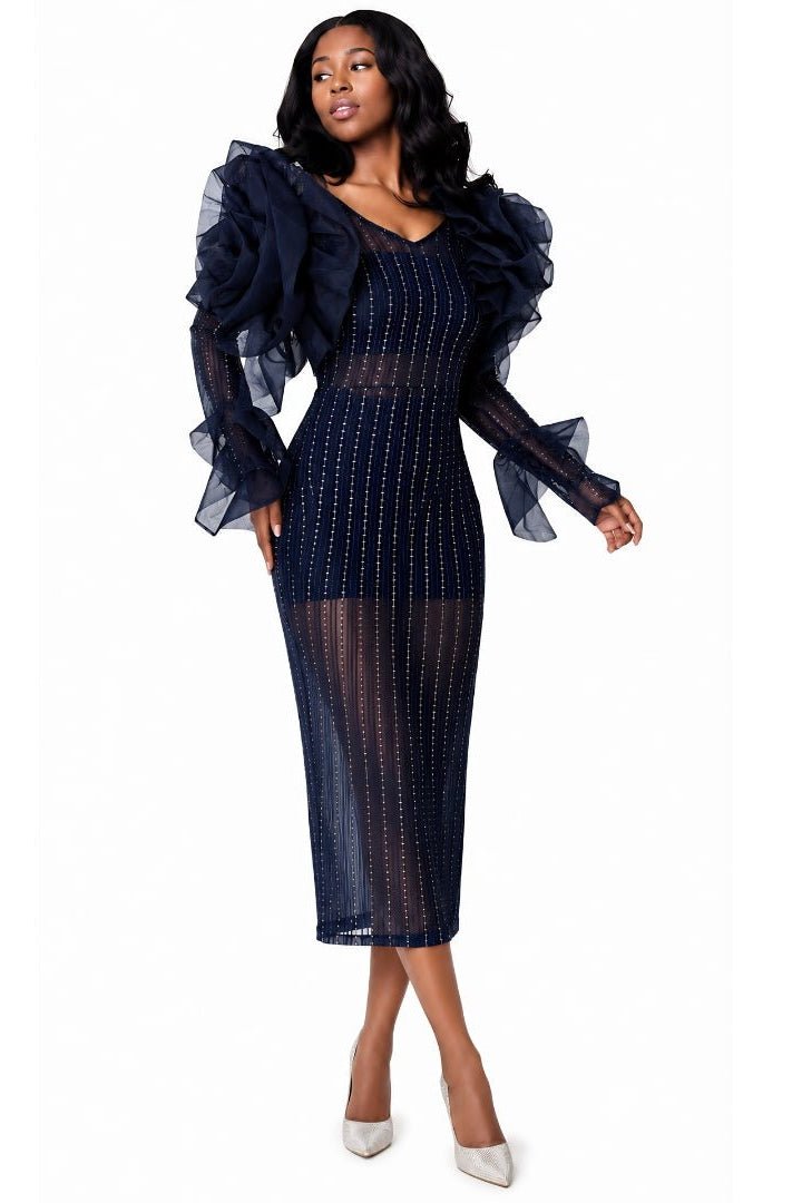 Sheer Ruffled Midi Dress - 82185 - Especially Yours