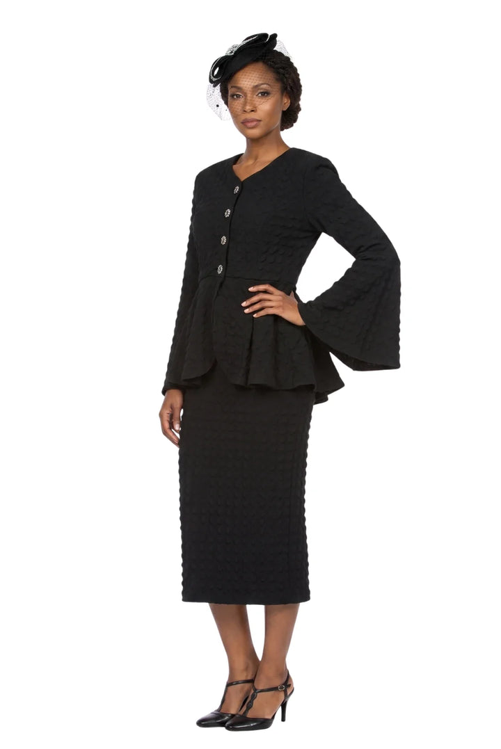 2pc Popcorn Peplum Jkt & Column Skirt Set - Plus Size
