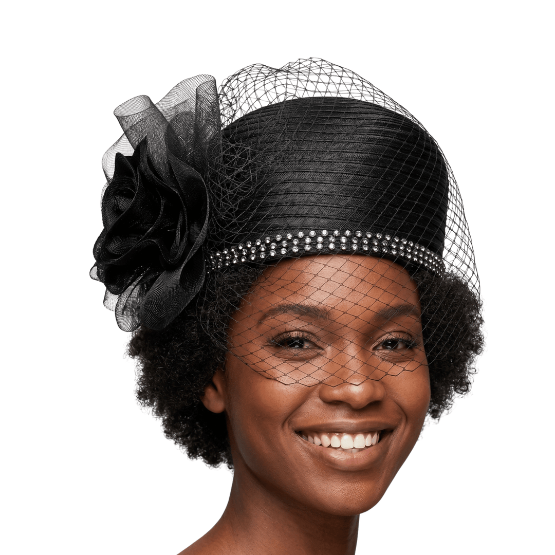Pillbox Hat w/ Ovsz Flower and Veil - Especially Yours
