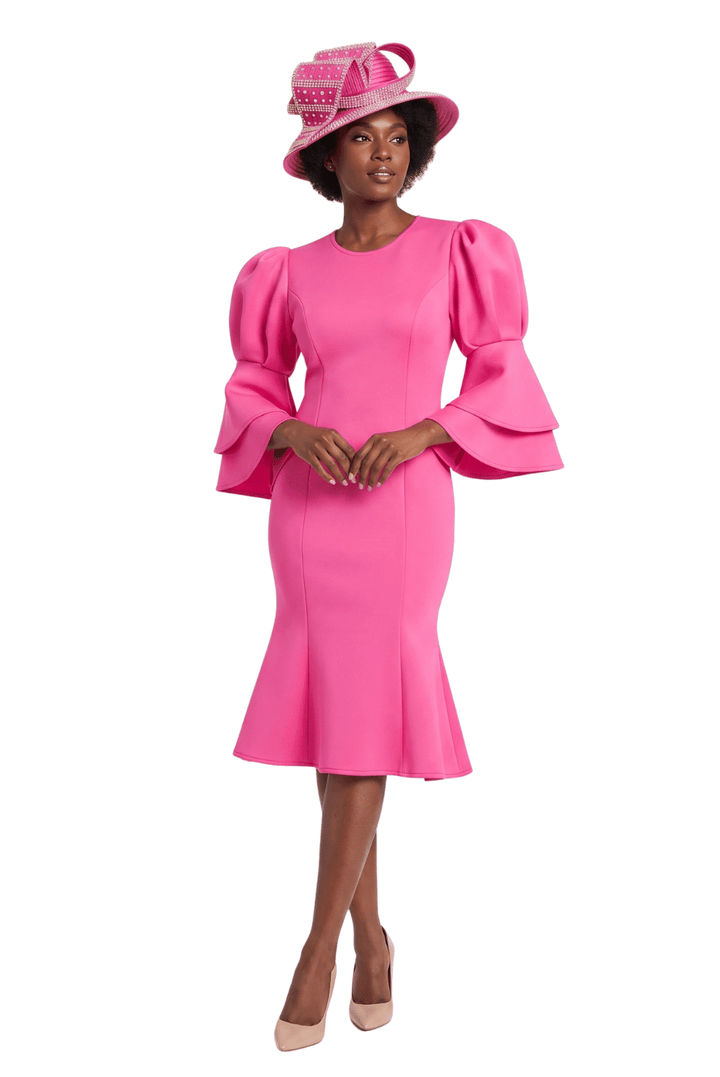 Puff Bell Slv Scuba Dress w/ Mermaid Sweep - Especially Yours