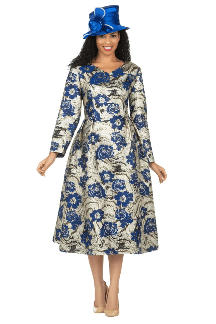 1pc Lux Brocade A-line Dress w/ Cape - Plus