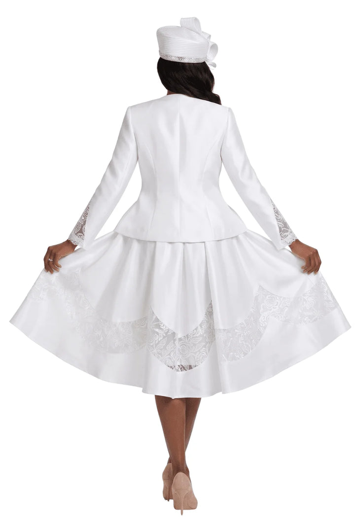 2pc Shantung+Lace A-line Dress w/ Jkt