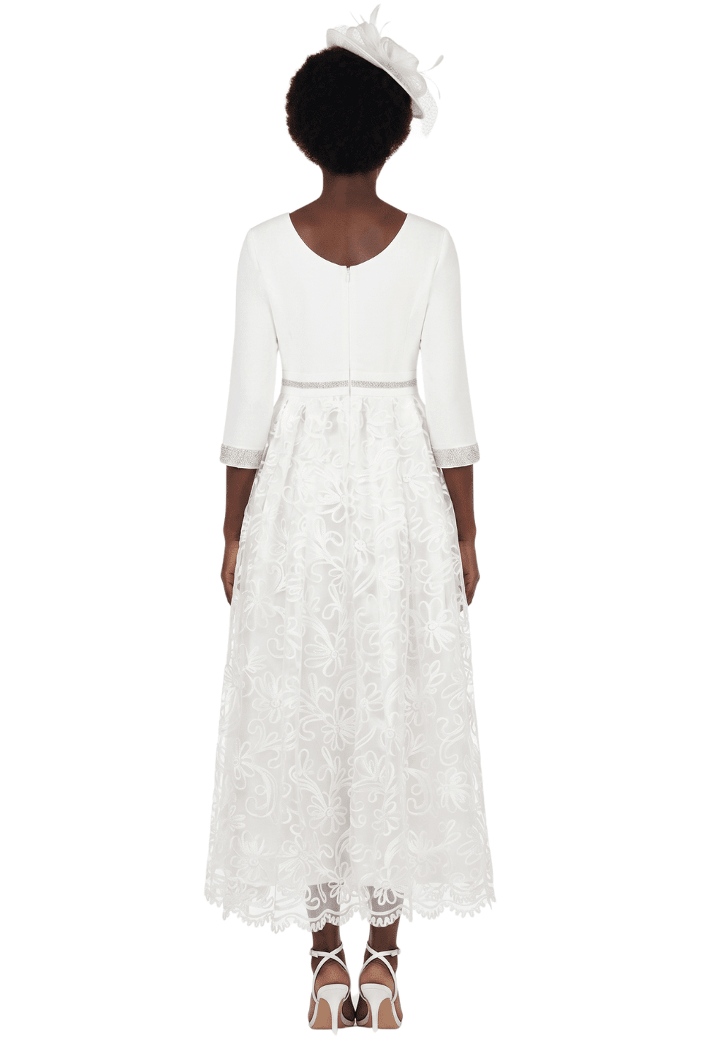 3/4 Slv Maxi Lace Overlay Dress w/ Rhinestoned Wai - Especially Yours