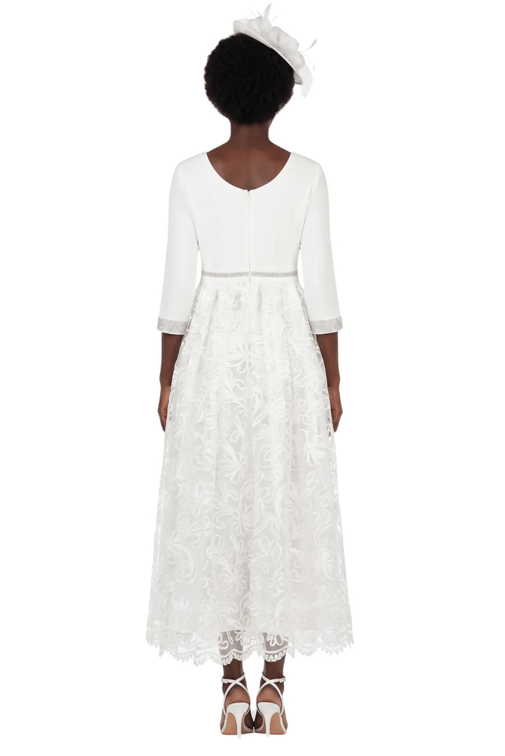 3/4 Slv Maxi Lace Overlay Drs w/ Rstnd Waist&Cuff
