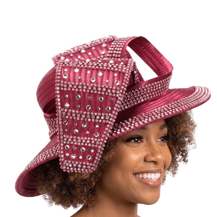 Wide Brim Hat w/ Rhinestone Decor