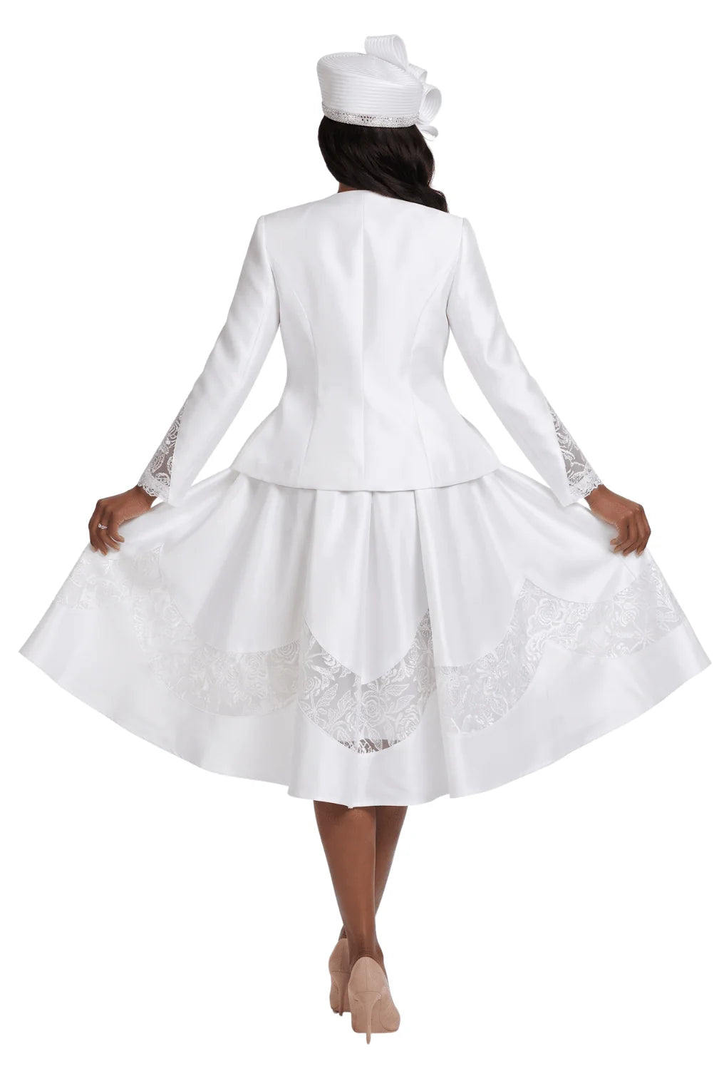 2pc Shantung+Lace A-line Dress w/ Jkt-Plus
