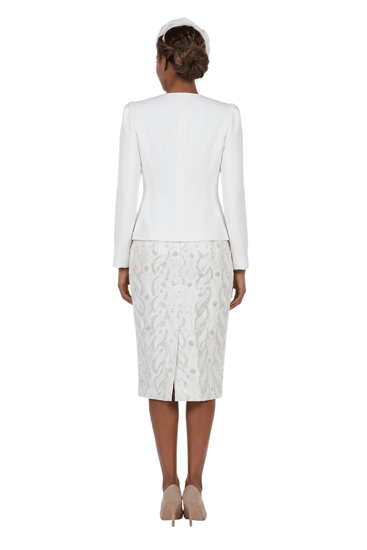 2pc Silky Twill Jkt + Sequined Lace Skirt Suit - Especially Yours
